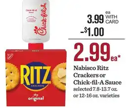 Mariano's Nabisco Ritz Crackers or Chick-fil-A Sauce offer