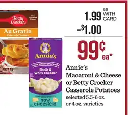 Mariano's Annie's Macaroni & Cheese or Betty Crocker Casserole Potatoes offer