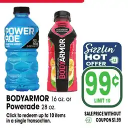 Jewel-Osco BODYARMOR 16 oz. or Powerade 28 oz offer