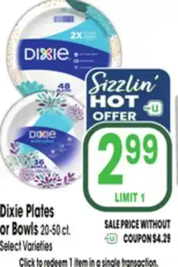 Jewel-Osco Dixie Plates or Bowls offer