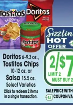 Jewel-Osco Doritos 6-9.3 oz., Tostitos Chips 10-12 oz. or Salsa 15.5 oz offer