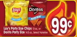 Jewel-Osco Lay's Party Size Chips 13 oz., or Dorito Party Size 14.5 oz offer