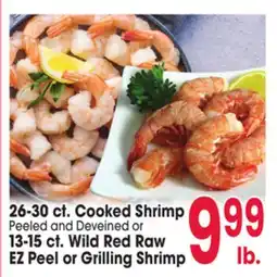 Jewel-Osco 26-30 ct. Cooked Shrimp or 13-15 ct. Wild Red Raw EZ Peel or Grilling Shrimp offer