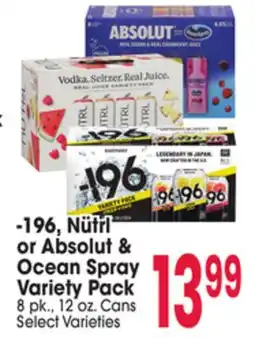 Jewel-Osco 196, Nutrl or Absolut & Ocean Spray Variety Pack offer