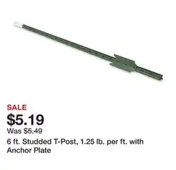 Tractor Supply Company 6 ft. Studded T-Post, 1.25 lb. per ft. with Anchor Plate offer