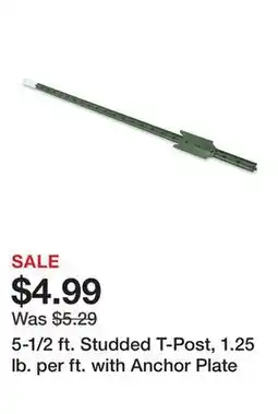 Tractor Supply Company 5-1/2 ft. Studded T-Post, 1.25 lb. per ft. with Anchor Plate offer