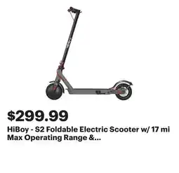 Best Buy HiBoy - S2 Foldable Electric Scooter w/ 17 mi Max Operating Range & 19 mph Max Speed - Grey offer