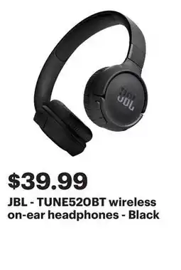 Best Buy JBL - TUNE520BT wireless on-ear headphones - Black offer