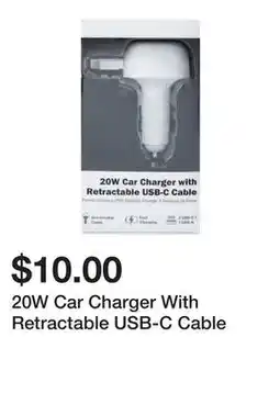 Five Below 20W Car Charger With Retractable USB-C Cable offer