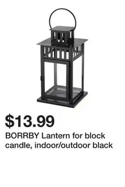 Ikea BORRBY Lantern for block candle, indoor/outdoor black offer