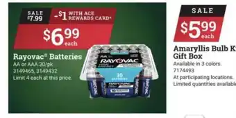Ace Hardware Rayovac Batteries offer