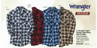 Bass Pro Wrangler Sport Flannel Long-seelve Shirt For Men offer