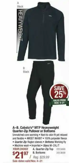 Bass Pro A-b Cabelés Mtp Heavyweight Quarter-zip Pullover Or Bottoms offer