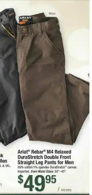 Bass Pro Ariat Rebar M4 Relaxed Durastretch Double Front Straight Leg Pants For Men offer