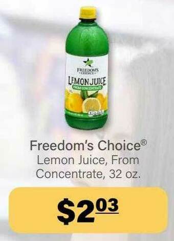 Commissary Freedom's Choice Lemon Juice offer