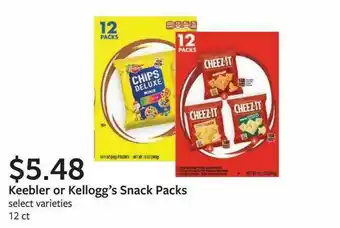 Fareway Keebler Or Kellogg's Snack Packs offer