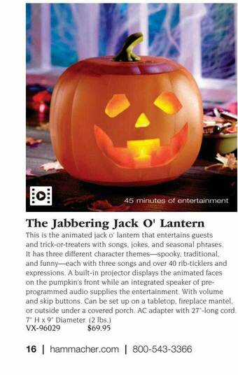 Hammacher Schlemmer The Jabbering Jack O' Lantern offer