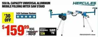 Harbor Freight Tools 550 Ib. Capacity Universal Aluminium Mobile Folding Miter Saw Stand Hercules offer