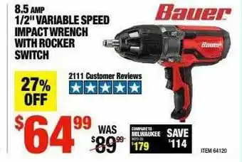 Harbor Freight Tools Bauer 8.5 Amp 1 2 offer