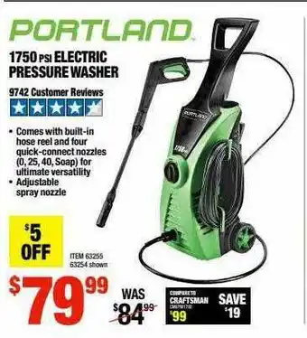 Harbor Freight Tools Portland 1750 Psi Electric Pressure Washer offer