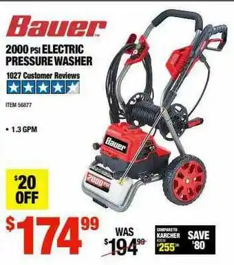 Harbor Freight Tools Bauer 2000 Psi Electric Pressure Washer offer