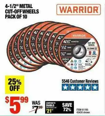 Harbor Freight Tools Warrior 4-1 2 offer