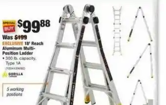 The Home Depot 18 Beach Aluminum Multi-position Ladder Corilla offer