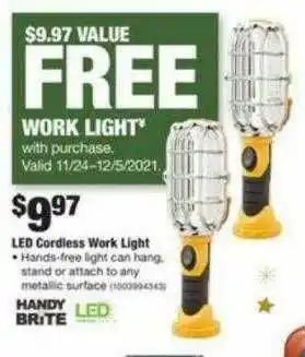The Home Depot Led Cordiess Work Light Handy Brite offer