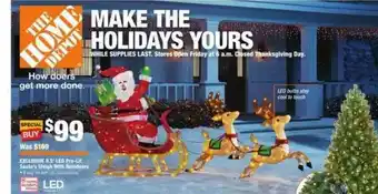 The Home Depot Led Pre-lit Santa's Sleigh With Reindeers offer