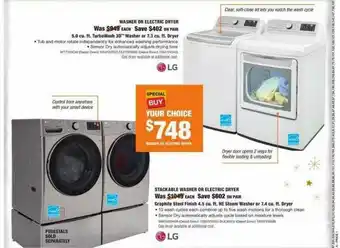The Home Depot Lg Washer Or Electric Dryer On Pair Or Stackable Washer Or Electric Dryer offer