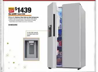 The Home Depot 27.4 Cu. Ft. Stainless Steel Side-by-side Refrigerator Samsung offer