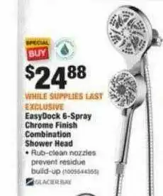 The Home Depot Easydock 6-pray Chrome Finish Combination Shower Head offer