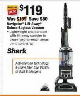 The Home Depot Navigator Lift-away Deluxe Bagless Vacuum Shark offer
