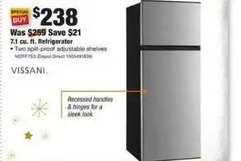 The Home Depot 7.1 Cu. Ft. Refrigerator Vissani offer