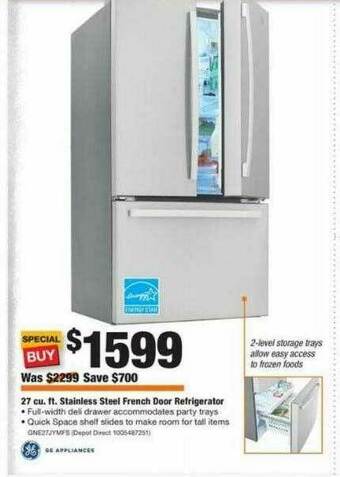 The Home Depot 27 Cu. Ft. Stainless Steel French Door Refrigerator offer