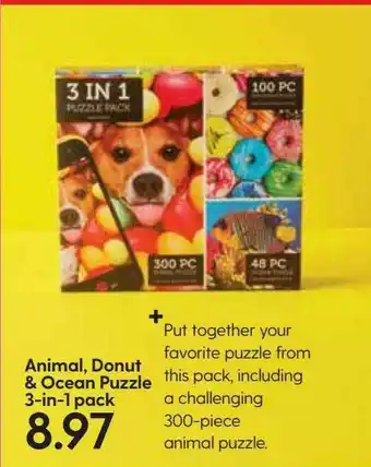 Hy-Vee Animal, Donut & Ocean Puzzle offer