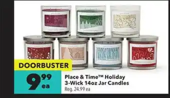 JOANN Place & Time Holiday 3-wick 14oz Jar Candles offer