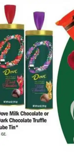 Meijer Dove Milk Chocolate Or Dark Chocolate Truffle Tube Tin offer