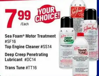 Napa Sea Foam Motor Treatment Top Engine Cleaner #ss14 Deep Creep Penetrating Lubricant #dc14 Trans Tune #tt16 offer
