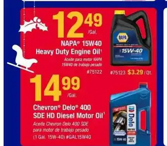 Napa Napa 15w40 Heavy Duty Engime Oil Chevron Delo 400 Sde Hd Diesel Motor Oil offer