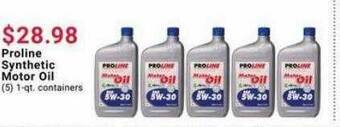 Pep Boys Proline Synthetic Motor Oil offer