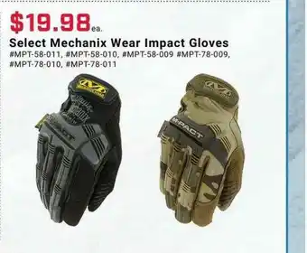 Pep Boys Select Mechanix Wear Impact Gloves offer