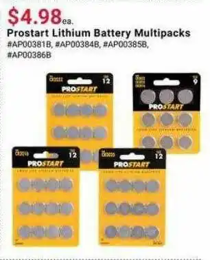 Pep Boys Prostart Lithium Battery Multipacks offer