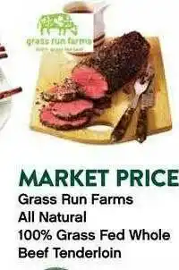 Plum Market Grass Run Farms All Natural Grass Fed Whole Beef Tenderloin offer