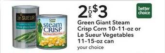 Publix Green Giant Steam Crisp Corn Or Le Sueur Vegetables offer