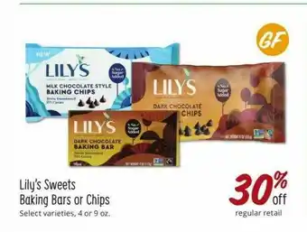Sprouts Farmers Market Lily's Sweets Baking Bars Or Chips offer