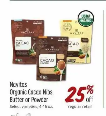 Sprouts Farmers Market Navitas Organic Cacao Nibs, Butter Or Powder offer