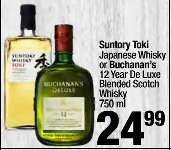 Super King Markets Suntory Toki Japanese Whisky Or Buchanan's 12 Year De Luxe Blended Scotch Whisky offer