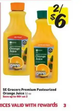 Winn Dixie Se Grocers Premium Pasteurized Orange Juice offer