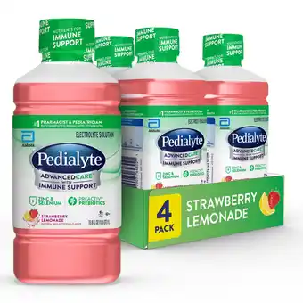 Walmart Pedialyte AdvancedCare Electrolyte Solution, Strawberry Lemonade, 1 Liter, 4 Count offer